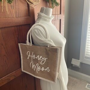 Honeymoon Jute Tote Bag